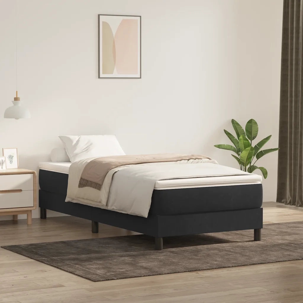 Giroletto a Molle senza Materasso Nero 100x210 cm in Velluto