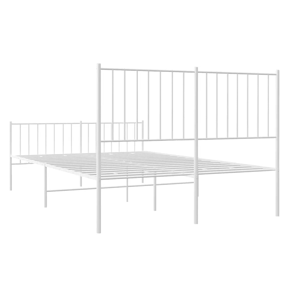 Giroletto con Testiera e Pediera Metallo Bianco 120x190 cm 350946
