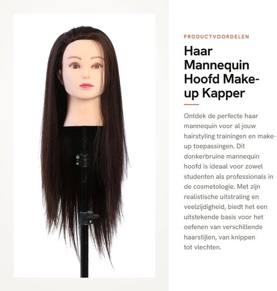 Manichino Capelli Orefice in Cuoio Scuro - Capo di Addestramento - Capo di Barbiere - Capo di Modellazione Capelli - Pratica di Stilismo Capelli - Modello di Capelli per Addestramento