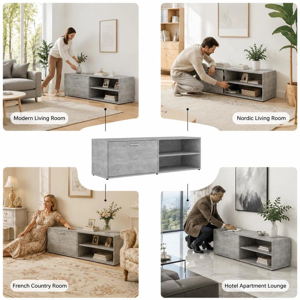 TV Cabinet Concrete Grey 120x34x37 Cm Wood-based Material