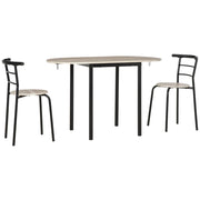 Set Tavolo e 2 Sdie da Giardino in MDF e Acciaio Nero