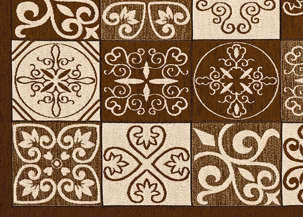 Tappeto Passatoia Runner Cucina Antiscivolo Lavabile Disegno Maiolica Suardi - 55x140 - Marrone