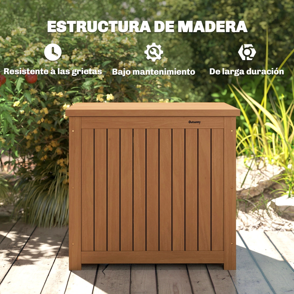 Baule per Esterno in Legno 130L ¨C zephmum ¨C Marrone 63x51x58,5 cm