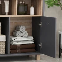 Mobiletto Bagno Moderno con Vani Aperti e Armadietto a 2 Ante, 80x35x70 cm, Grigio