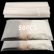 Set di borse di stoccaggio riutilizzabili 50 pezzi - 50 x 40 cm - Chiusura a cerniera riutilizzabile - Borsa di stoccaggio impermeabile - Sacchetto spaziale - Materiale EVA - Set di borse di stoccaggio
