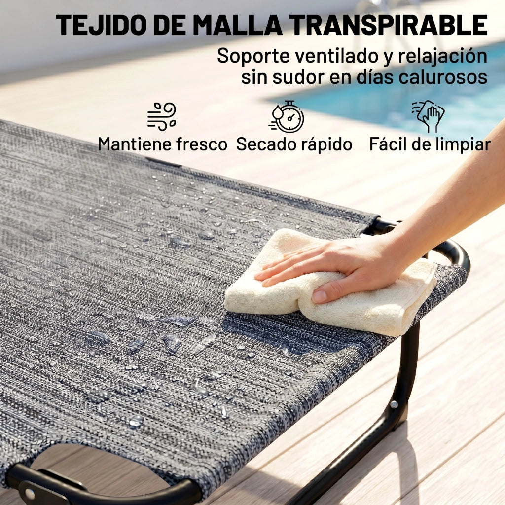 Poltrona da giardino reclinabile pieghevole ¨C zephmum ¨C grigio 145x72x89 cm