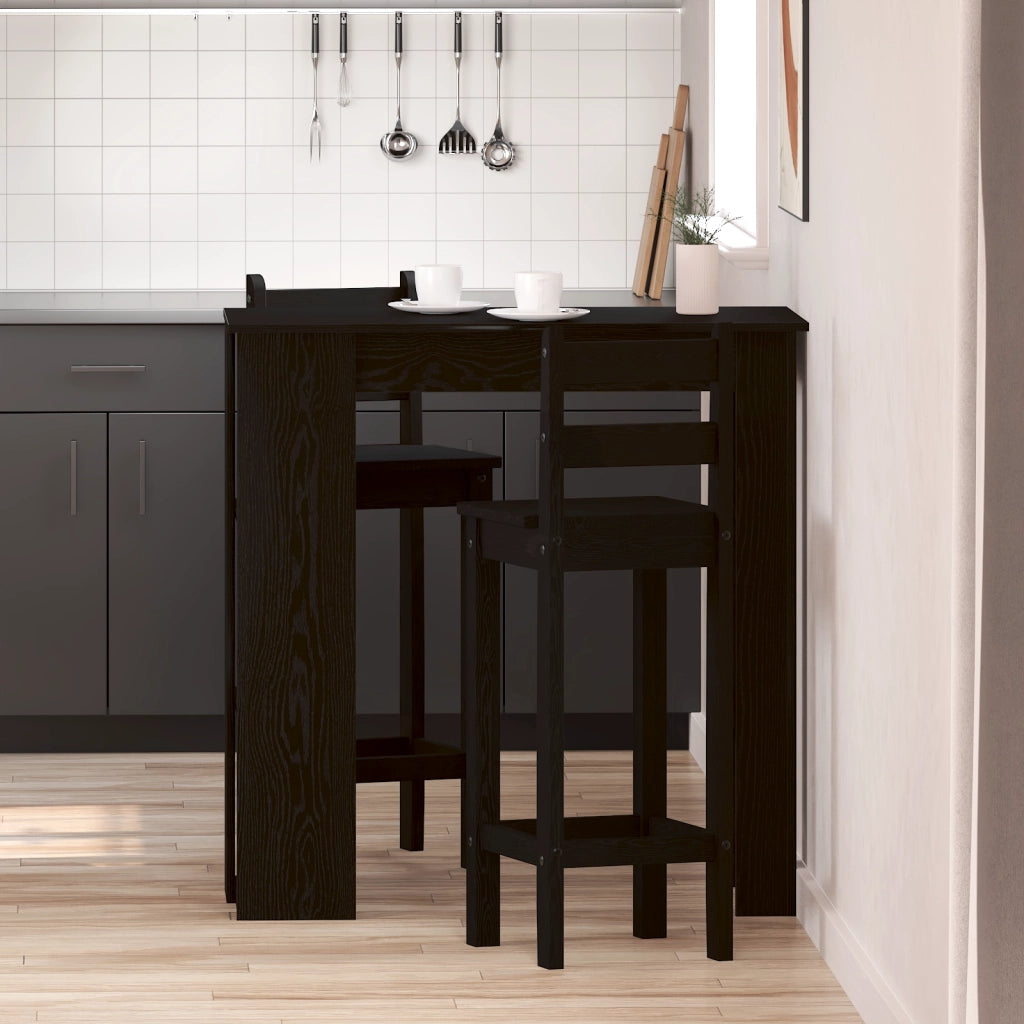 Tavolo da Bar con Ripiano - Rovere Nero, 102x50x103.5 cm, Realizzato in Legno Ingegnerizzato