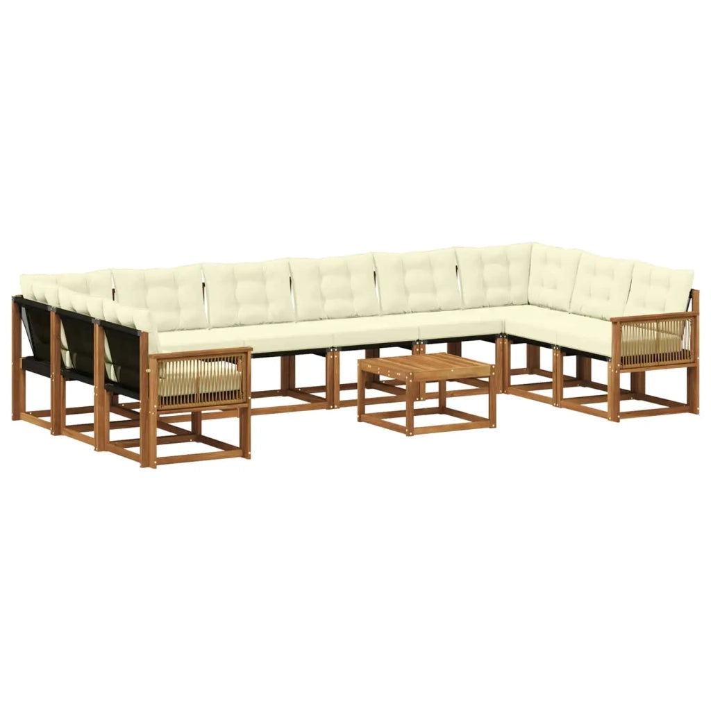 Set di divani da esterno con cuscino 11 pcs Naturale e Crema