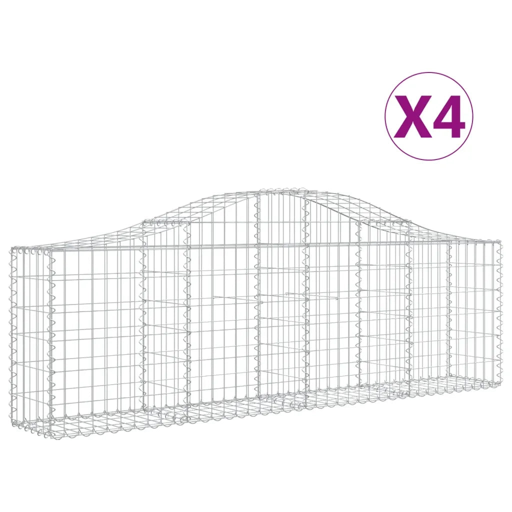 Cesti Gabbioni ad Arco 4 pz 200x30x60/80 cm Ferro Zincato 3145390