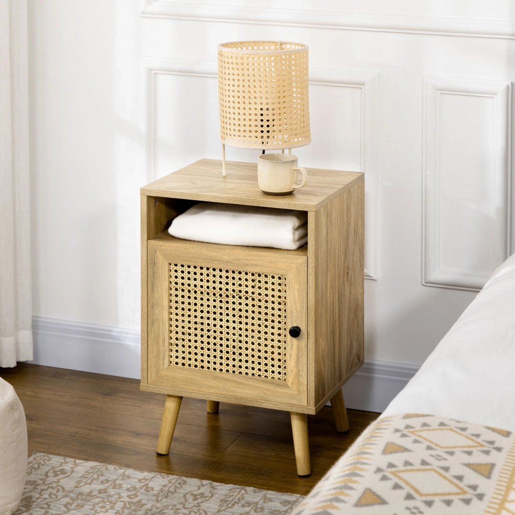 Comodino con cassetto e ripiano design vintage ¨C zephmum ¨C naturale 39x35x60 cm