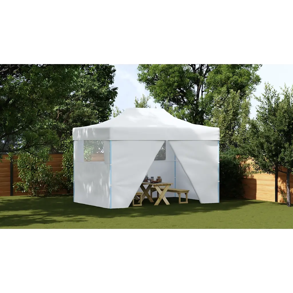 Gazebo Professionale Pieghevole 4 Pareti 3x4m Acciaio Bianco