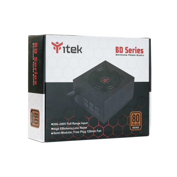 Alimentatore Itek BD700 - 700W Output - Semi-Modulare - Ventola HDB 12cm - 80 Plus EU Bronze - PFC Attivo - ATX
