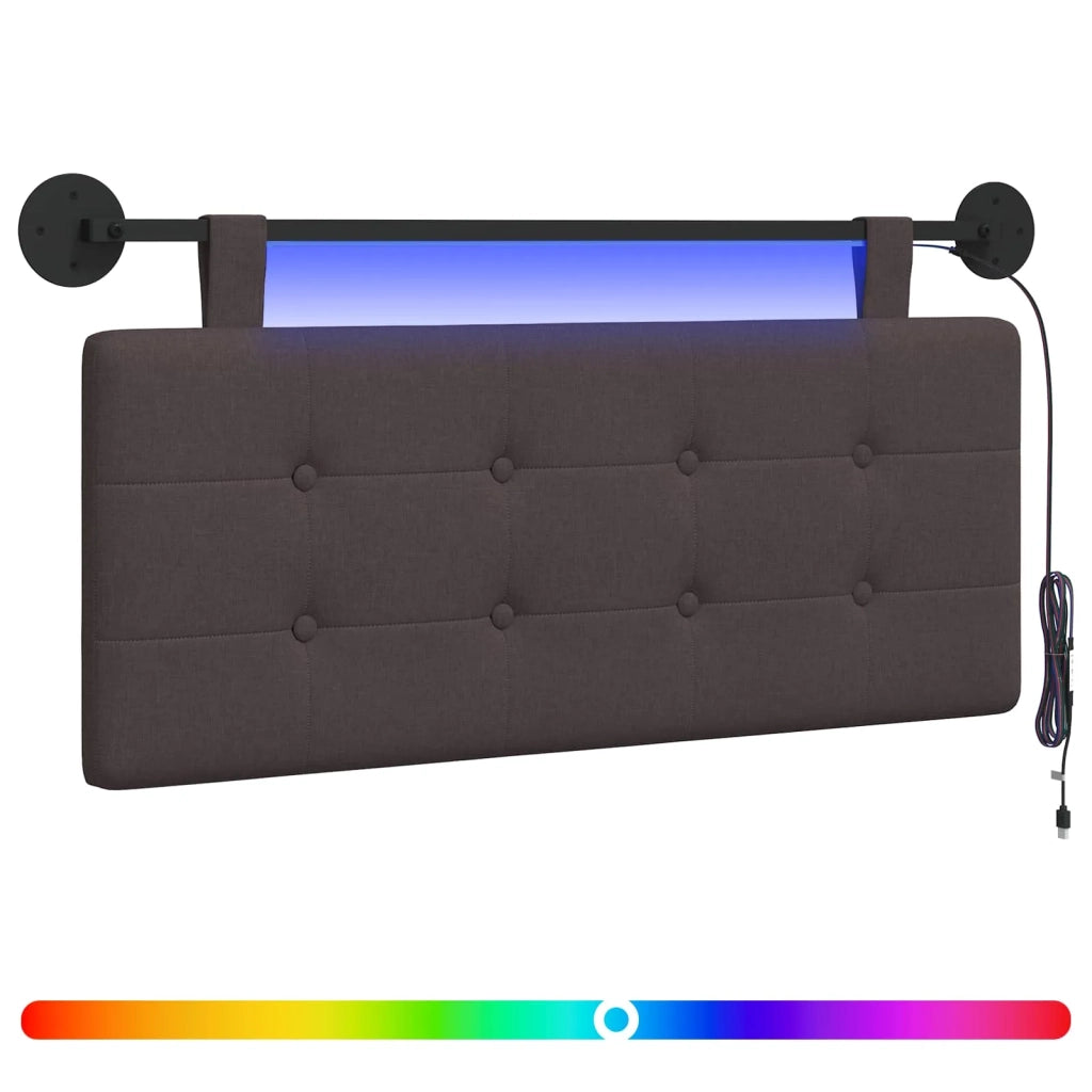 Testiera sospesa Con luce LED Marrone Scuro Tessuto