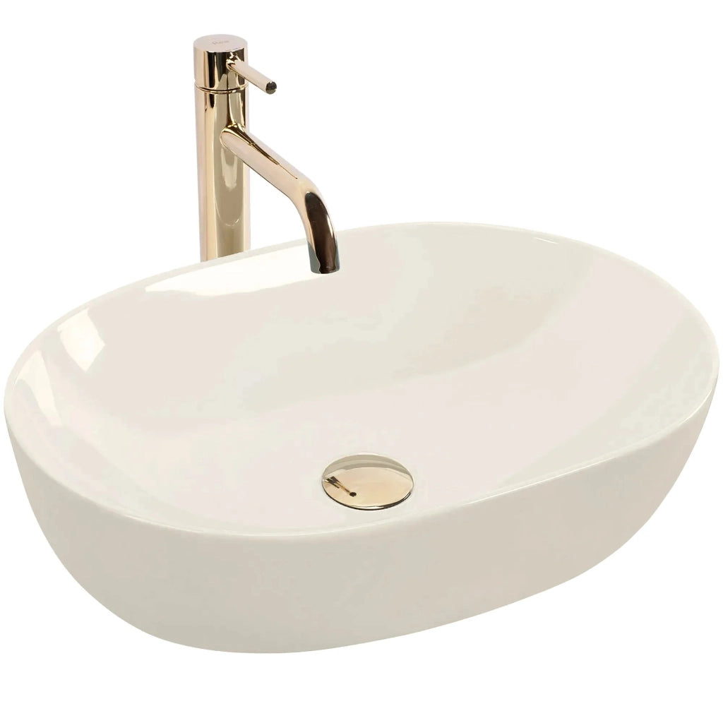 Lavabo Da Appoggio Rea Lisa Ecru Shiny