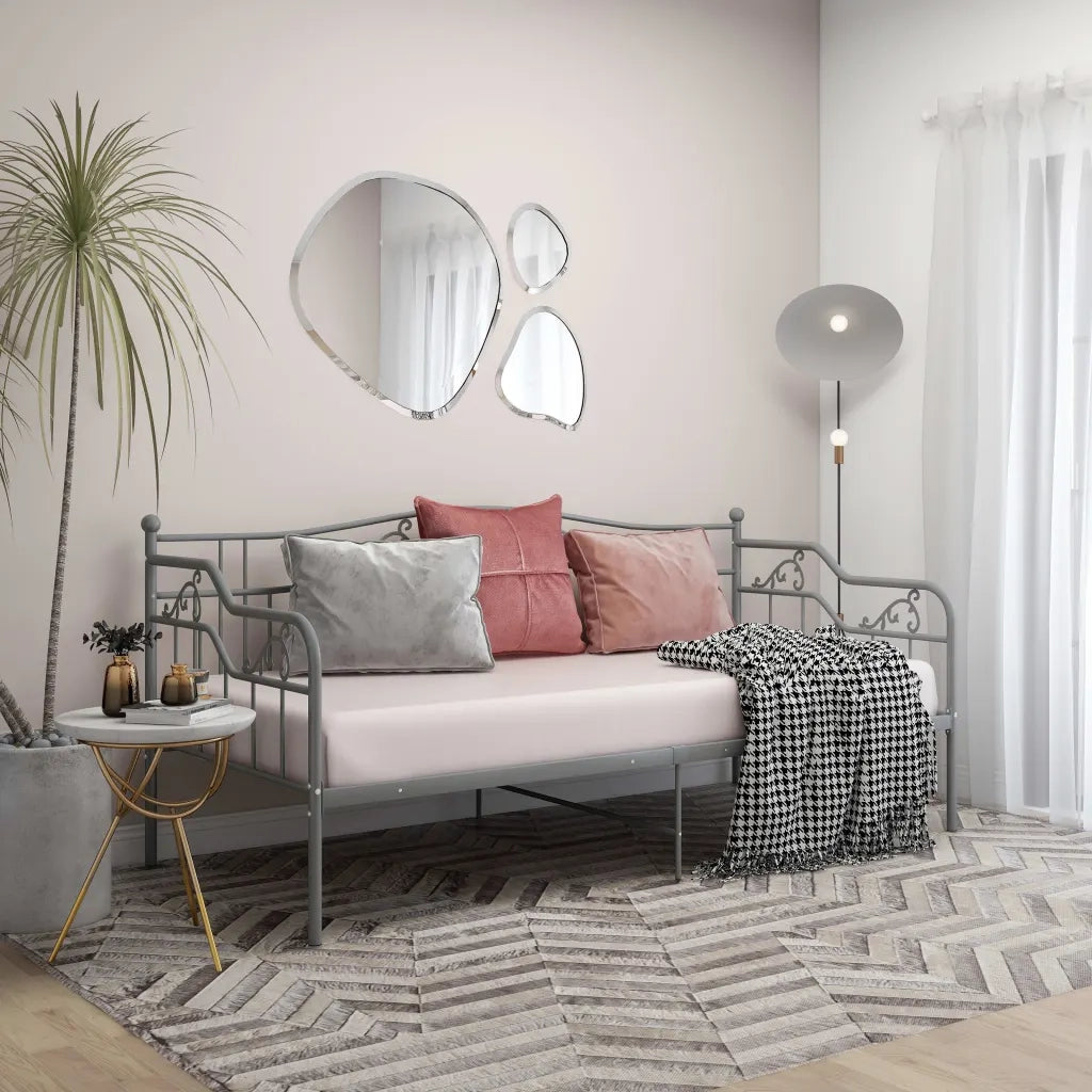 Telaio Divano Letto-Struttura Sofa Letto Grigio in Metallo 90x200 cm 155552