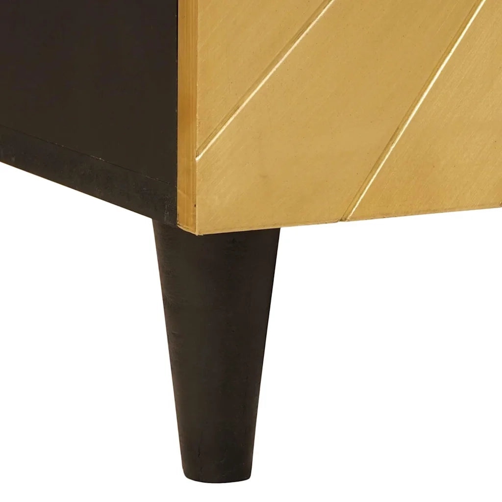 Credenza-Buffet-Armadio da cucina Nero e Oro 60 x 33 x 75 cm legno massello di mango 232088