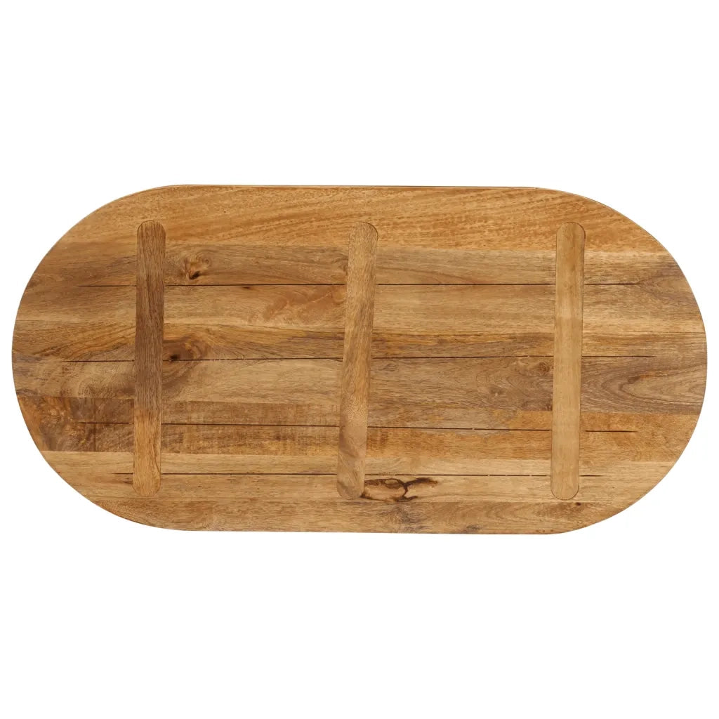 Piano Tavolo 140x60x3,8 cm Ovale in Legno Massello di Mango