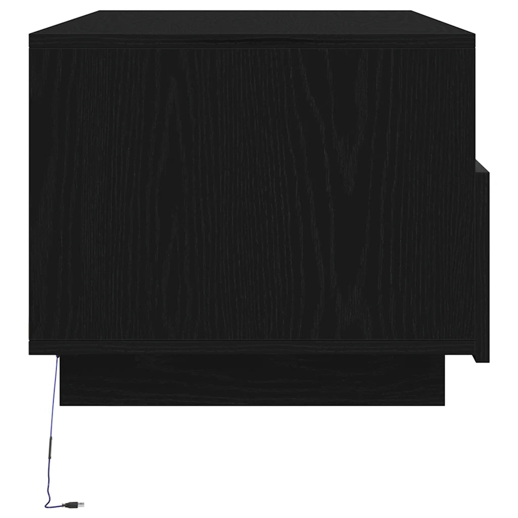 Tavolino da salotto | Tavolino da caff¨¨ | Tavolino da Soggiorno con Luci LED Rovere Nero 90x49x40 cm