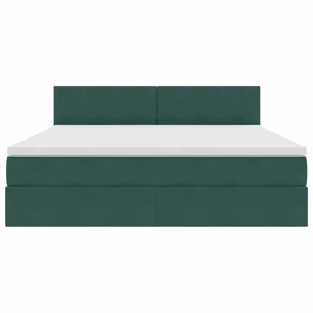 Letto con contenitore LED e materasso Verde Scuro 160 x 200 cm