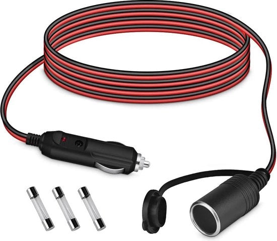 Cavo di estensione per veicoli 2 metri 12V-24V DC - Cavo di estensione 17 AWG con connettore - Impermeabile - Interruttore 15A - Maggiore potenza
