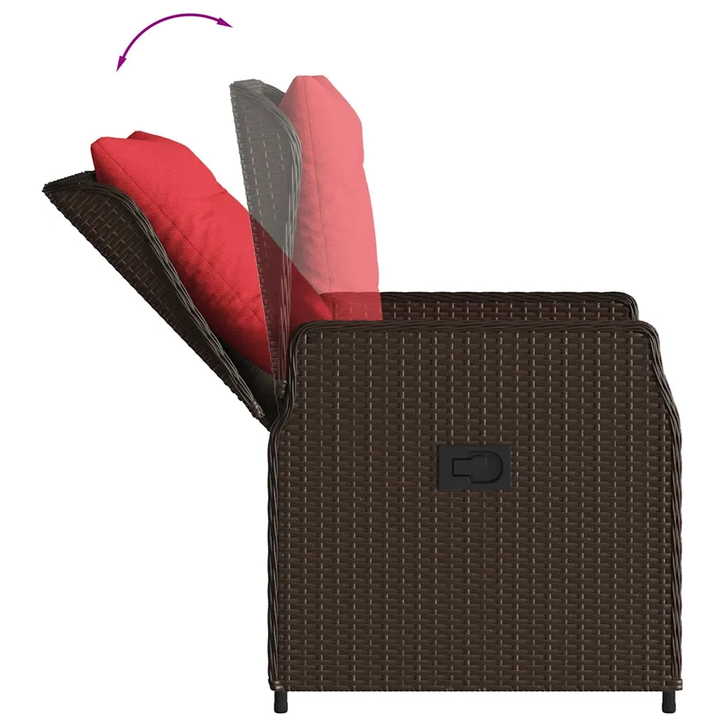 Sedie da giardino reclinabili 2 pz in Polyrattan Marrone 368658