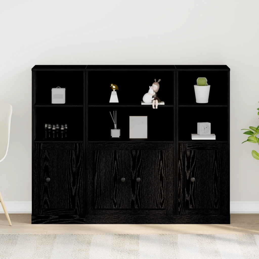 Highboard Nero Rovere 132x35,5x103,5 cm Legno ingegnerizzato