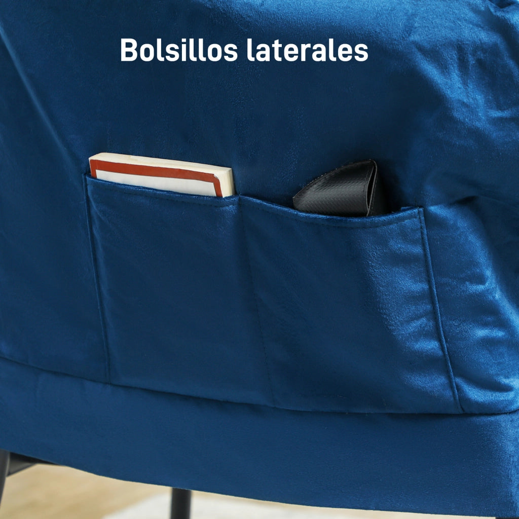 Poltrona Relax con Poggiapiedi ¨C Zephmum ¨C Blu Tessuto 88x98x108
