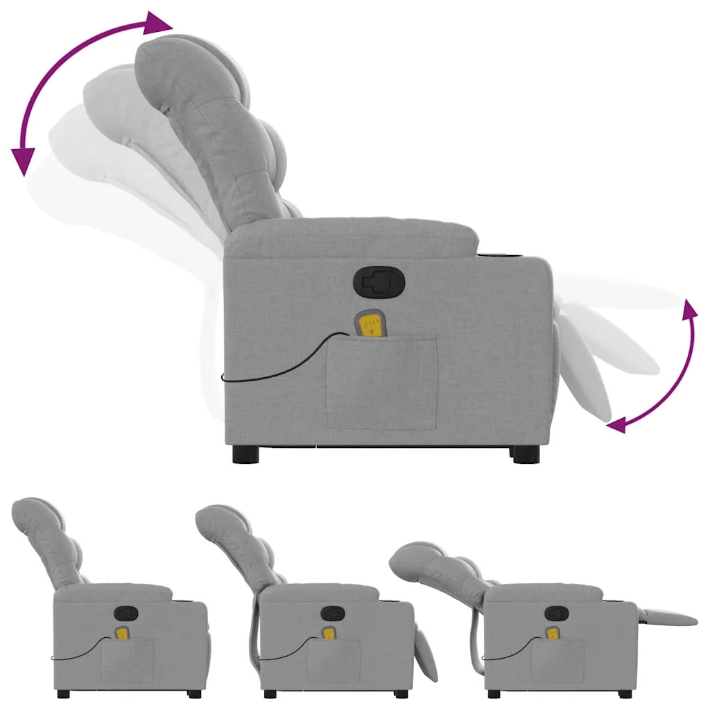 Poltrona Alzapersona Massaggi Reclinabile Grigio Chiaro Tessuto 3206654