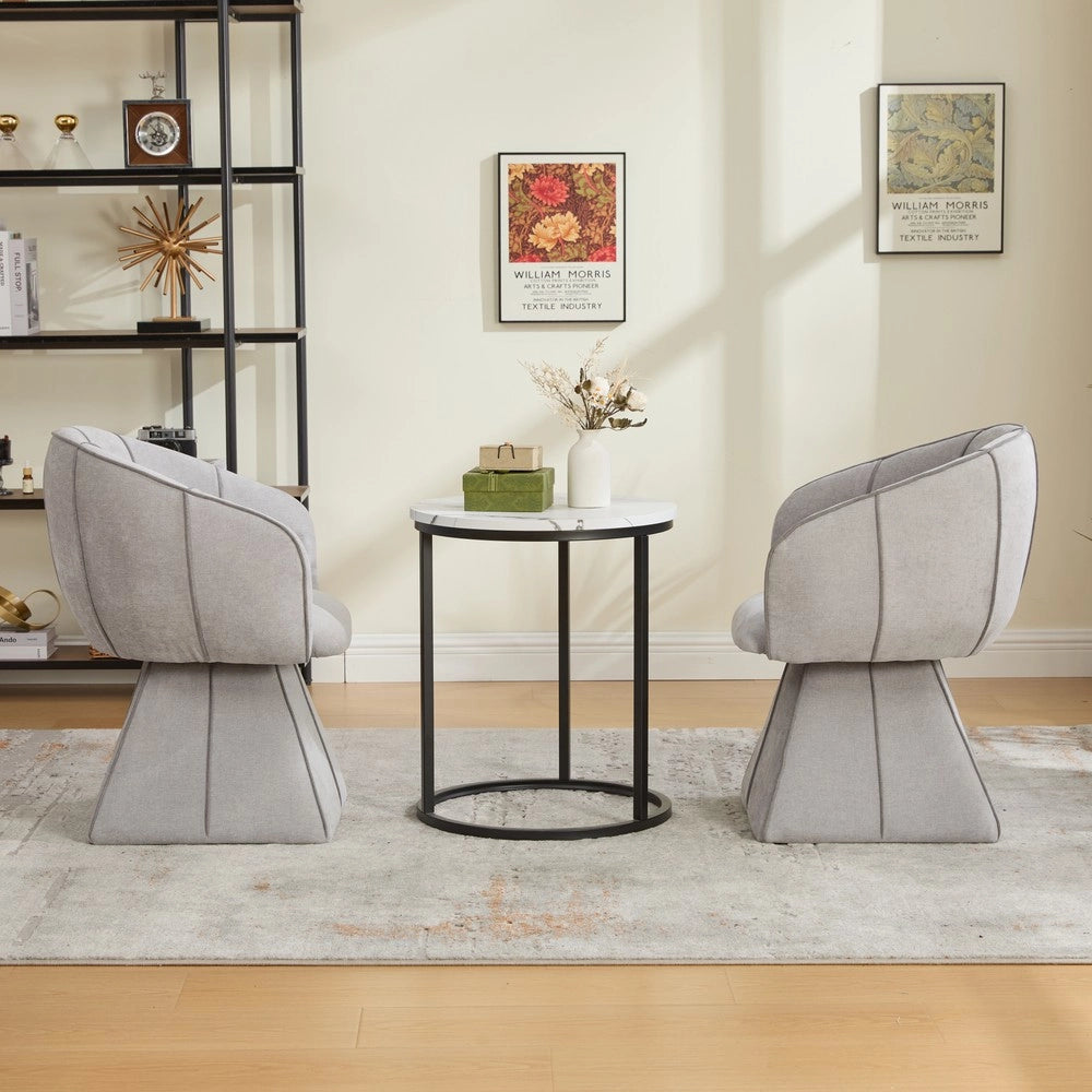 Poltrona Girevole in Tessuto Chenille ¨C MINIMAL ¨C Grigio, Schienale Alto, Relax