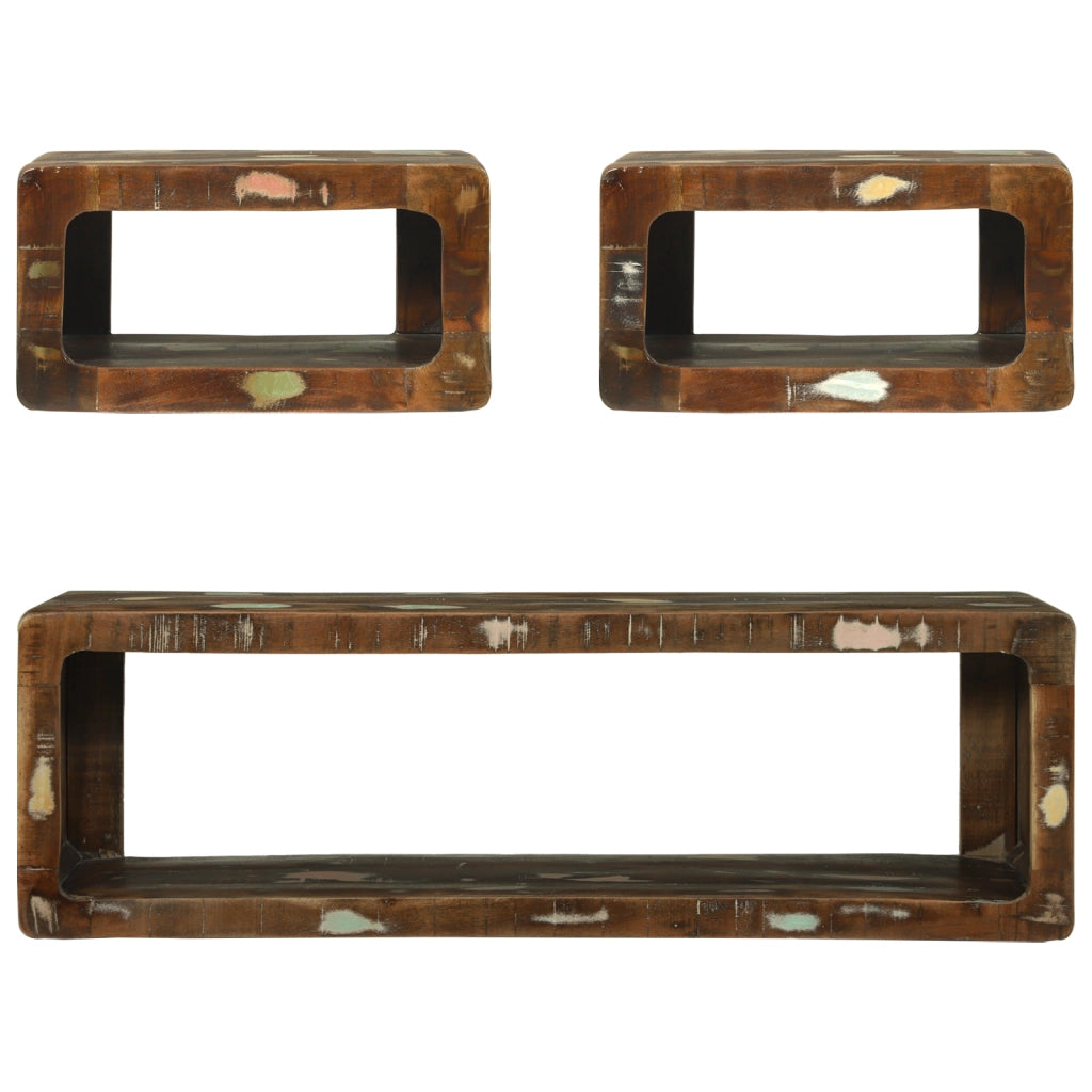 Set di Mobili TV in 3 Pezzi Multicolore Legno Massello Riciclato