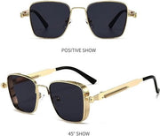Occhiali da Sole Esterni a Polarizzazione con Struttura in Metallo Retro Stile Steampunk Protezione UV Anti-Riflesso