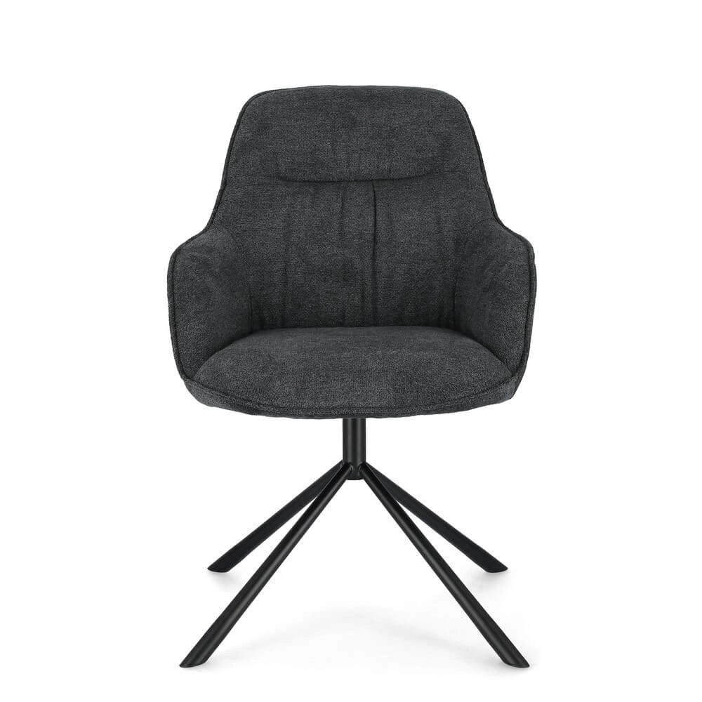 Set di 2 Poltrone Imbottite in Tessuto con Braccioli e Gambe in Acciaio - EFFORTLESS