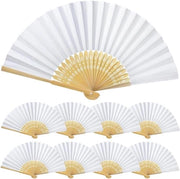 Ventilatori a mano in papier per ospiti di matrimoni - Bianco - 50 pezzi - Materiali in bambù vintage