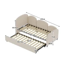 Divano Letto con cassetti, per camera da letto e soggiorno, 90x200 cm,senza materasso, Beige