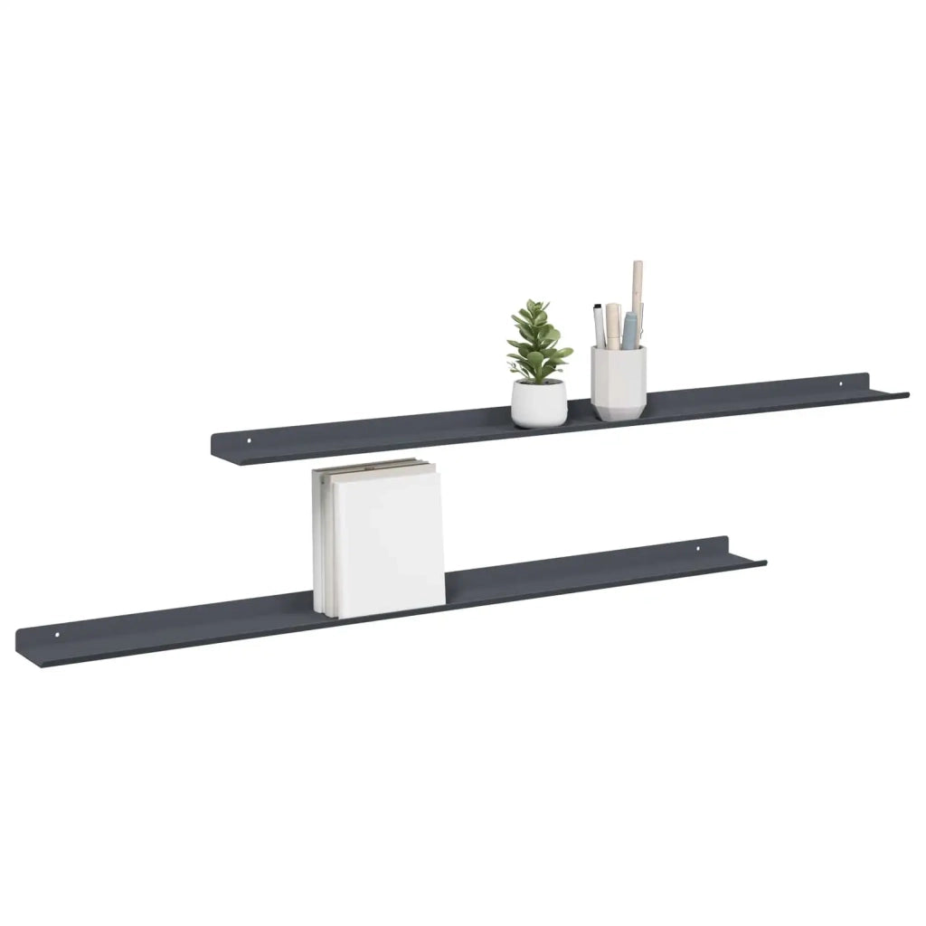 Mensola sospesa 2 pcs Antracite 100 x 9 x 2,5 cm Acciaio