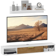 Mobile TV a parete con scaffale e ante ¨C Xylo ¨C legno bianco con ripiani aperti