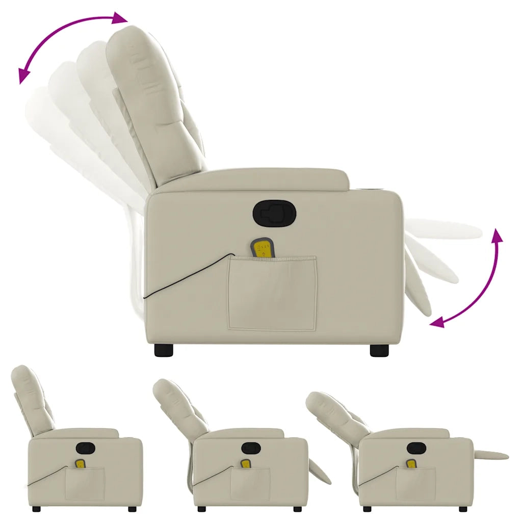 Poltrona da Massaggiante | Sedia Relax Reclinabile Crema Similpelle
