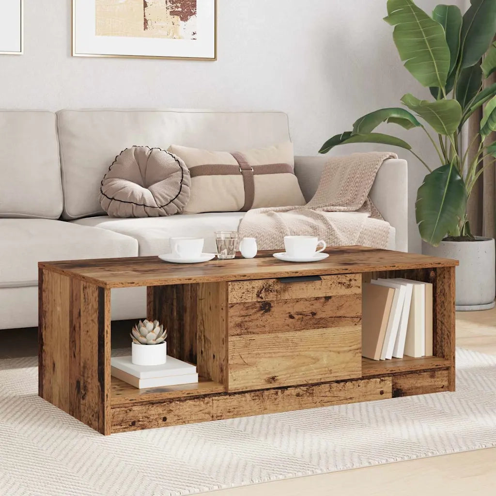 Tavolino da salotto con cassetto Legno vecchio 102 x 50 x 36cm