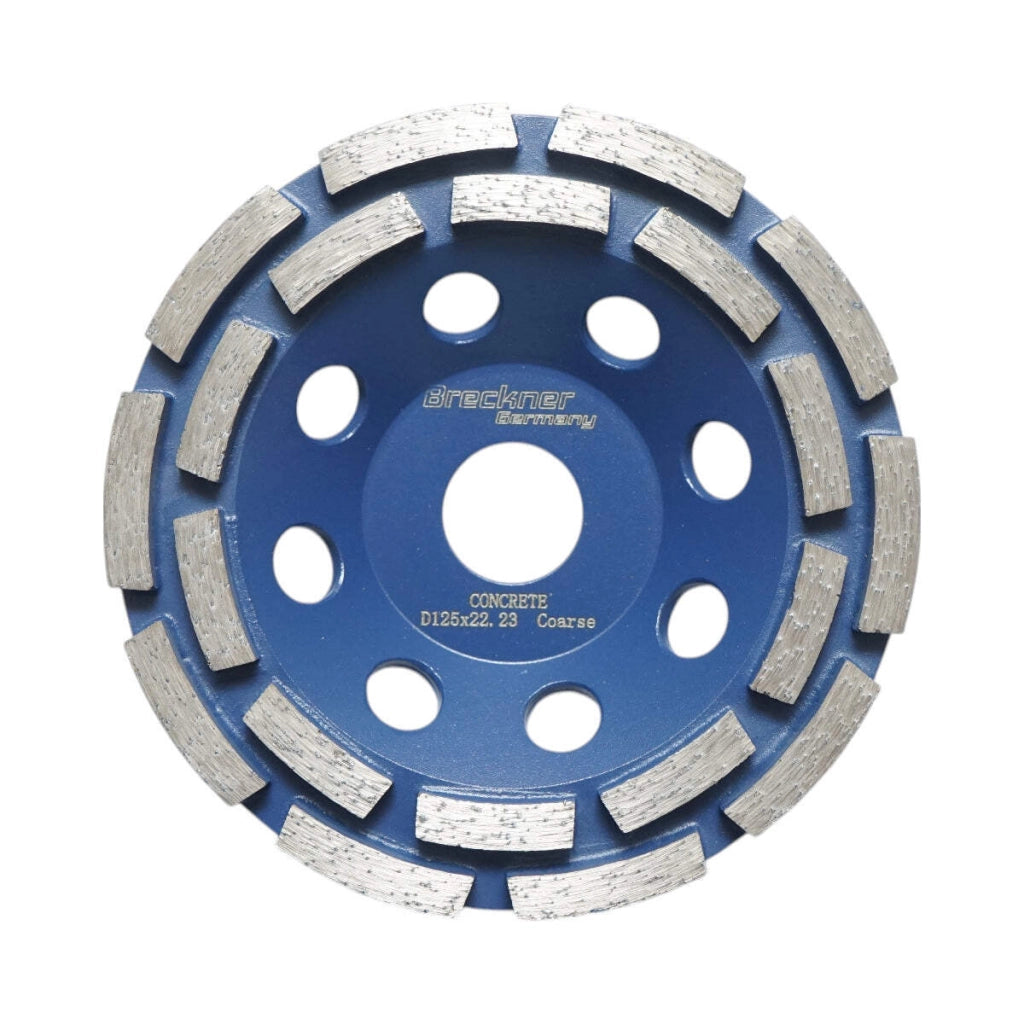 Disco diamantato a tazza segmentato 125x22,23, doppia fila grosso, CONCRETE standard per la levigatura di calcestruzzo, pietra, mosaico Breckner Germany