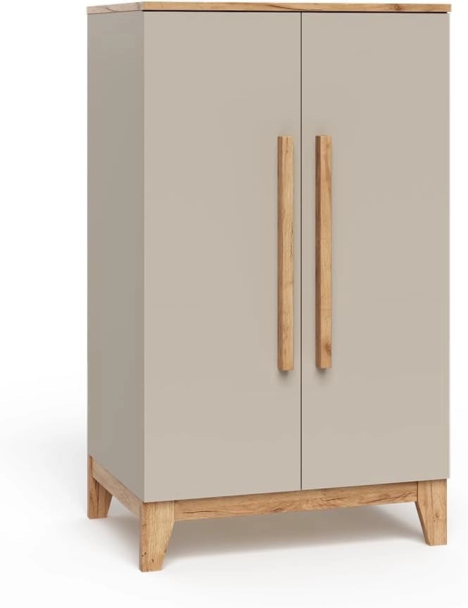 Armadio per bambini Malia, Bianco/Artisan, 70 x 120 cm, per la conservazione di abbigliamento per bambini e combinabile