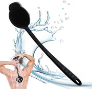 Scrubber per doccia in silicone, scrubber corpo in silicone con manico lungo, rimuove le cellule epidermiche morte e aumenta la schiuma