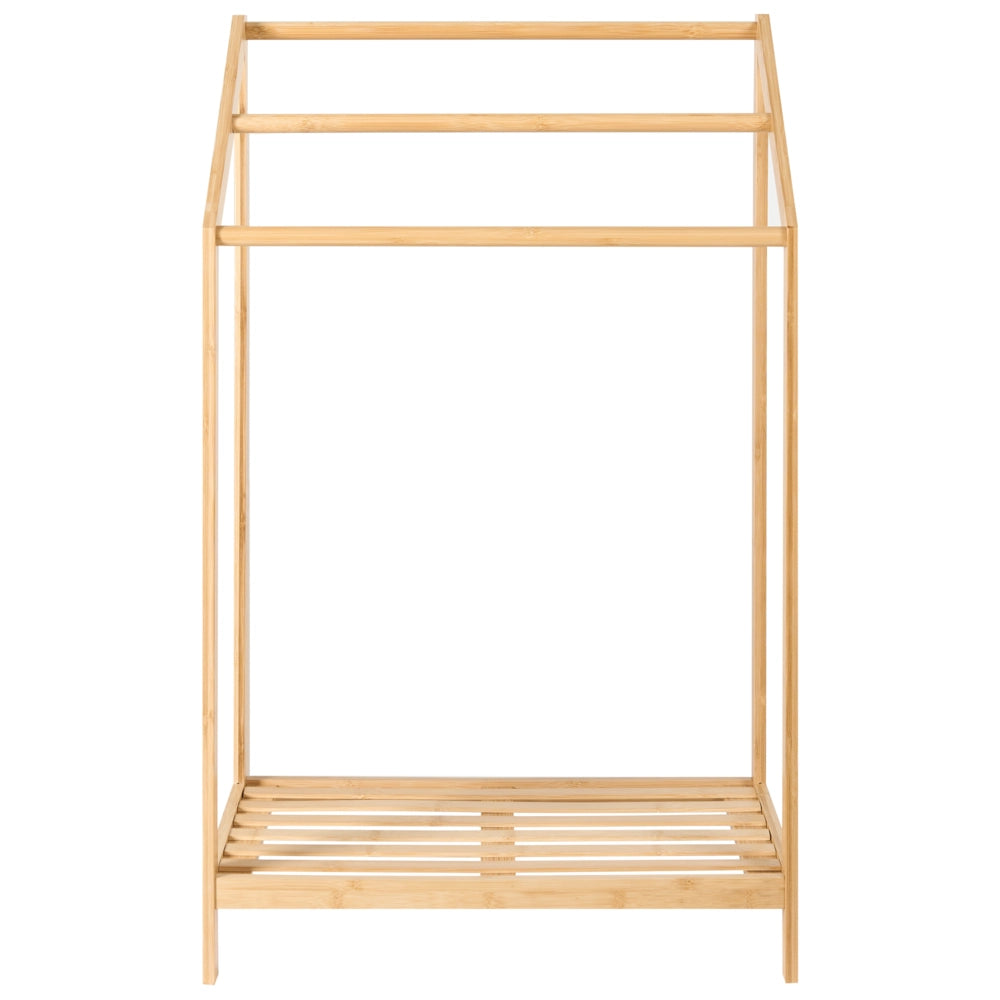 Porta asciugamani con ripiano in legno di bambù marrone chiaro per asciugamani o vestiti