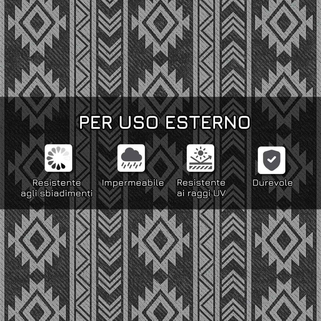 Tappeto per Esterni ¨C zephmum ¨C Nero Grigio PP Pieghevole Reversibile 182x274 cm