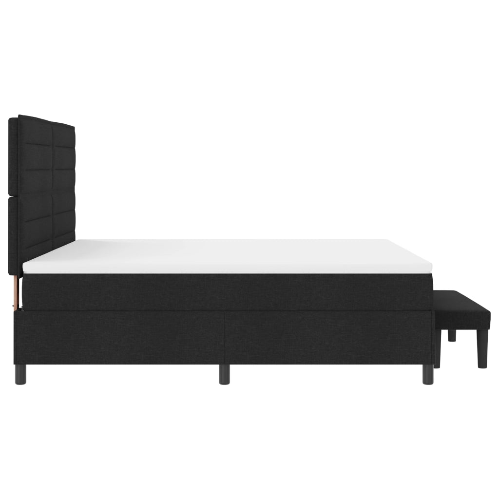 Letto con Box Spring e Panchina Nera 180x200 cm Tessuto