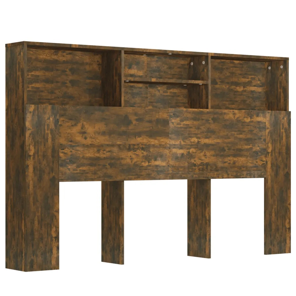 Testiera con Scomparti-Testata con Ripiani Rovere Fumo 160x19x103,5 cm