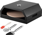 Forno Pizza Esterno Nero Forno a Gas per Pizza 42x37x19cm Forno per Camping in Acciaio Inox e Cordierite per la Cottura di Pizza, Desserti, Carne e Verdure in Giardini, Terrazze e Patio.