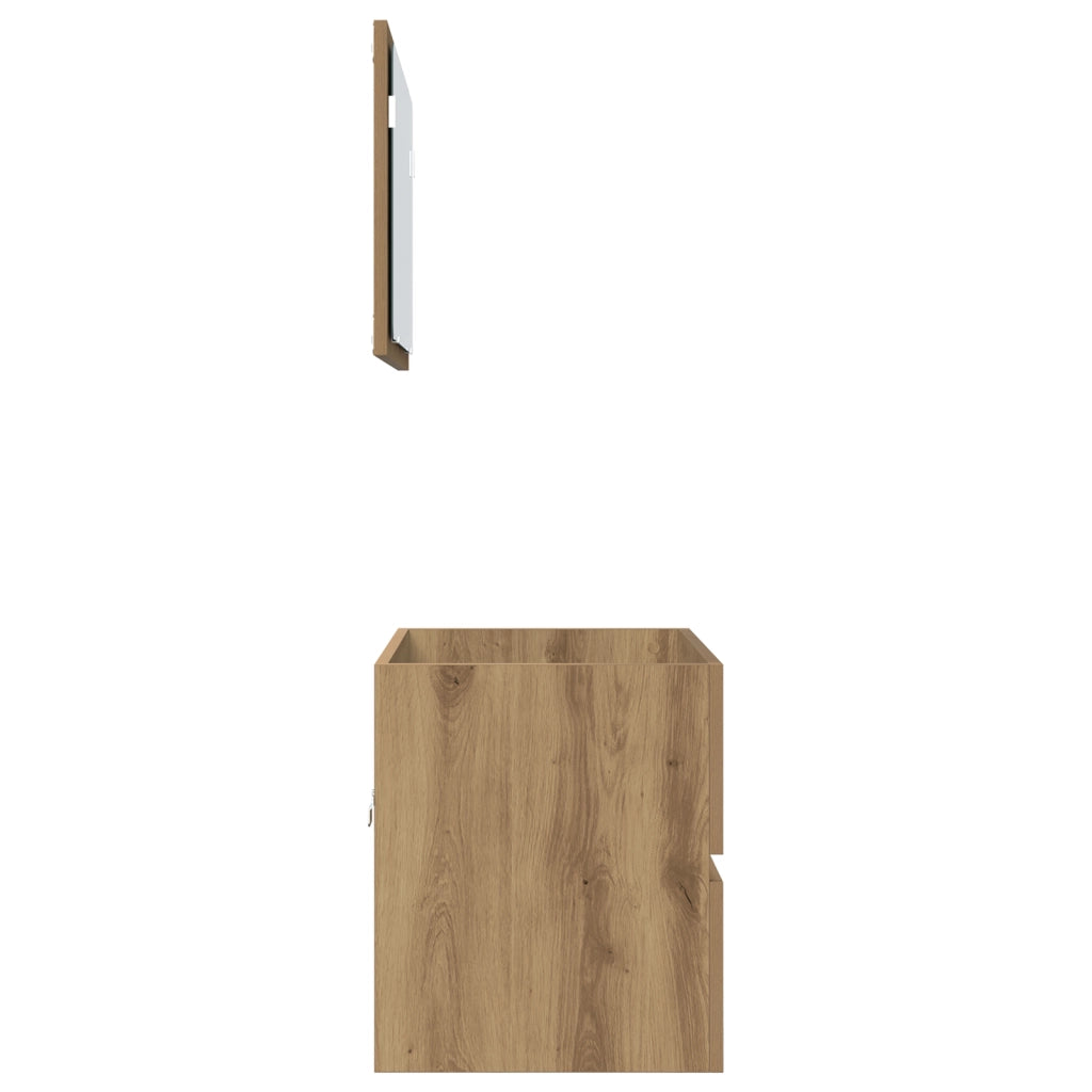 Set di mobili per il bagno 2 pezzi in rovere artigianale e legno ingegnerizzato