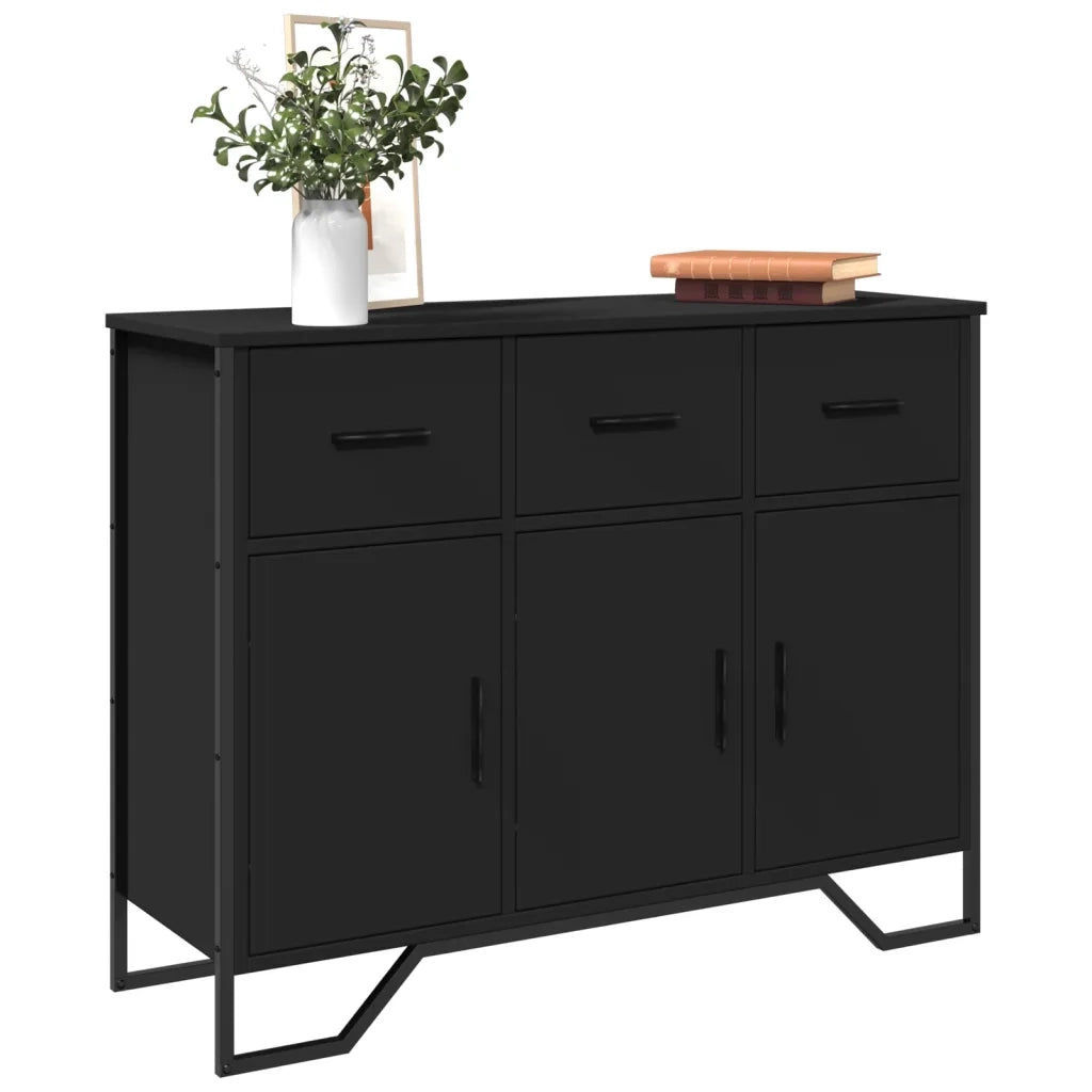 Credenza | Madia | Buffet da pranzo | Armadio da pranzo Nera 97x32,5x74,5 cm in Legno Multistrato