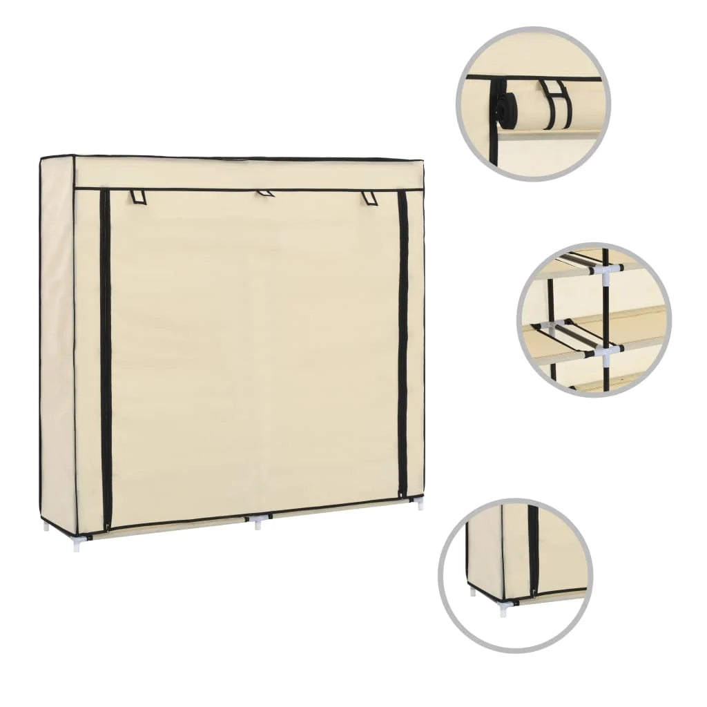 Scarpiera mobile contenitore per scarpe mobile per ingresso/corridoio/soggiorno con coperchio 115 x 28 x 110 cm tessuto crema 02_0021406