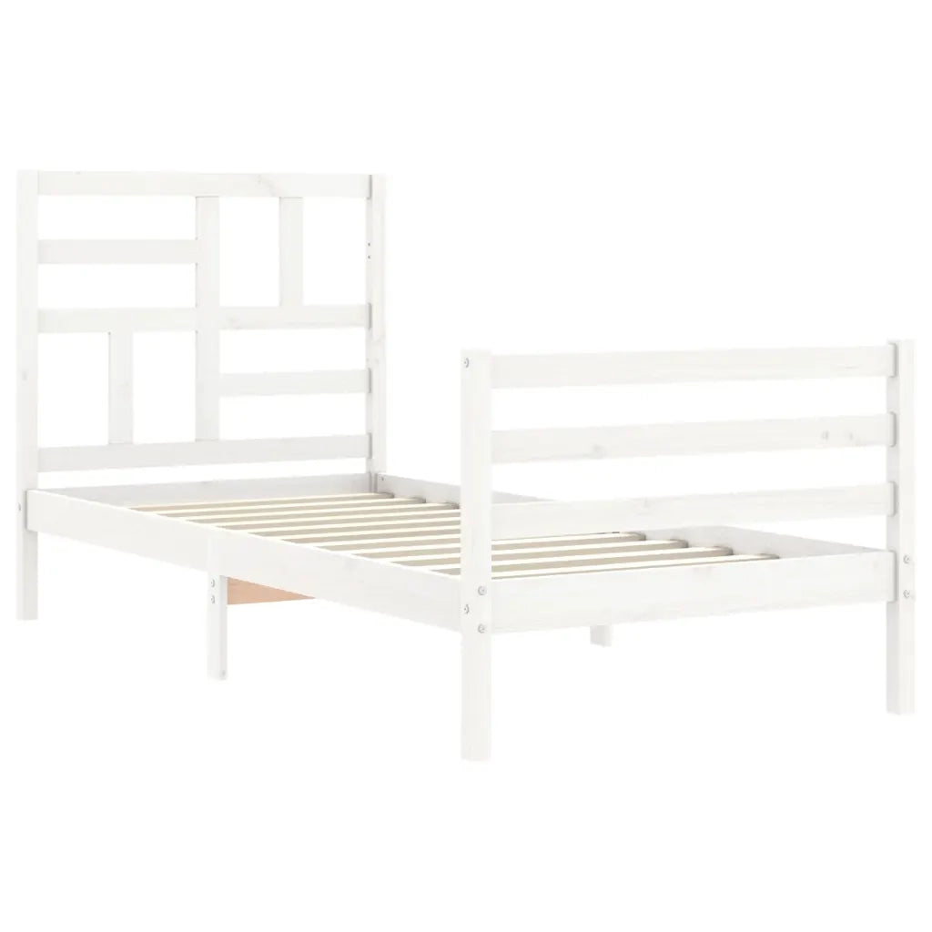 vidaXL Giroletto con Testiera Bianco 100x200 cm in Legno Massello